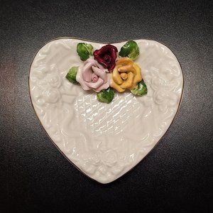 Vintage 1999 Hermitage Pottery tri color heart dish